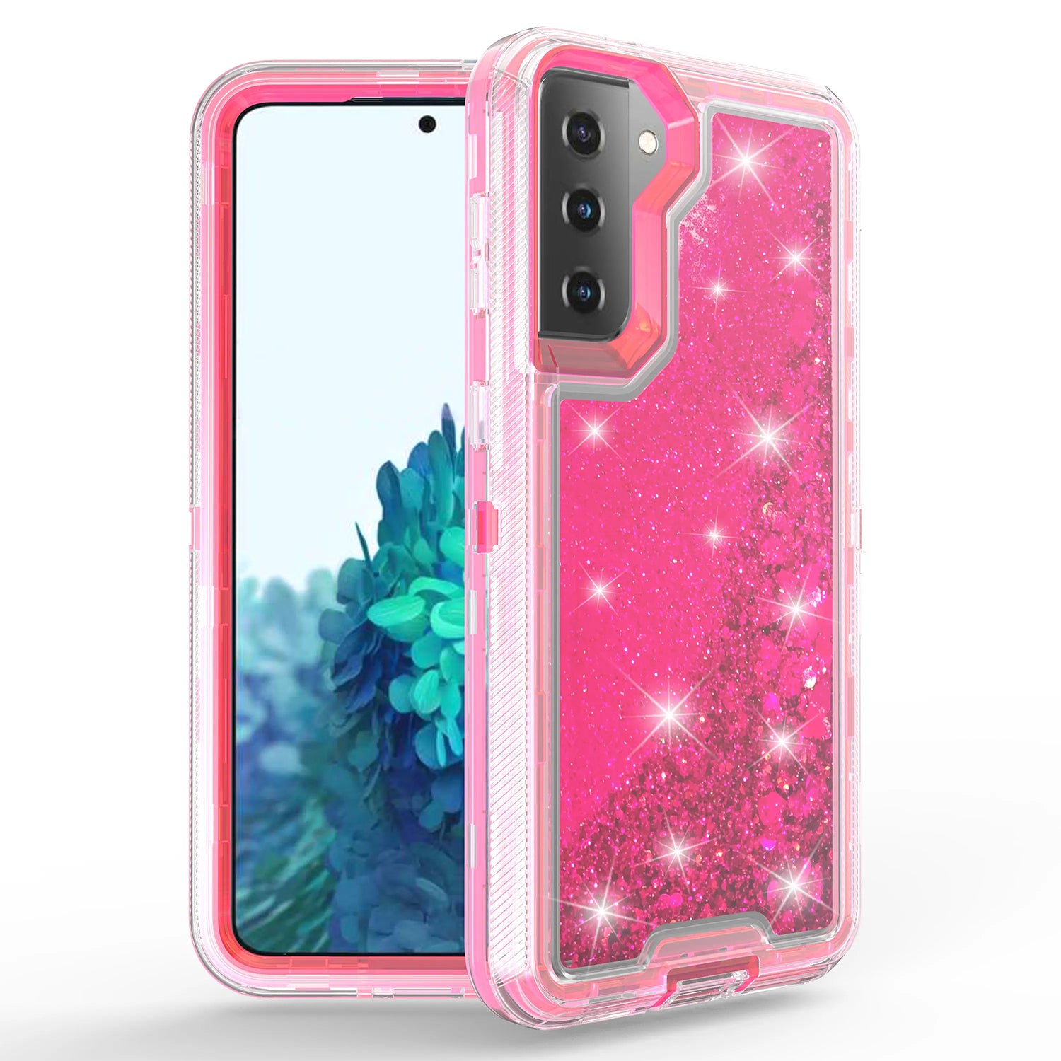 Samsung Galaxy S22 Transparent Floating Glitter Heavy Duty Case