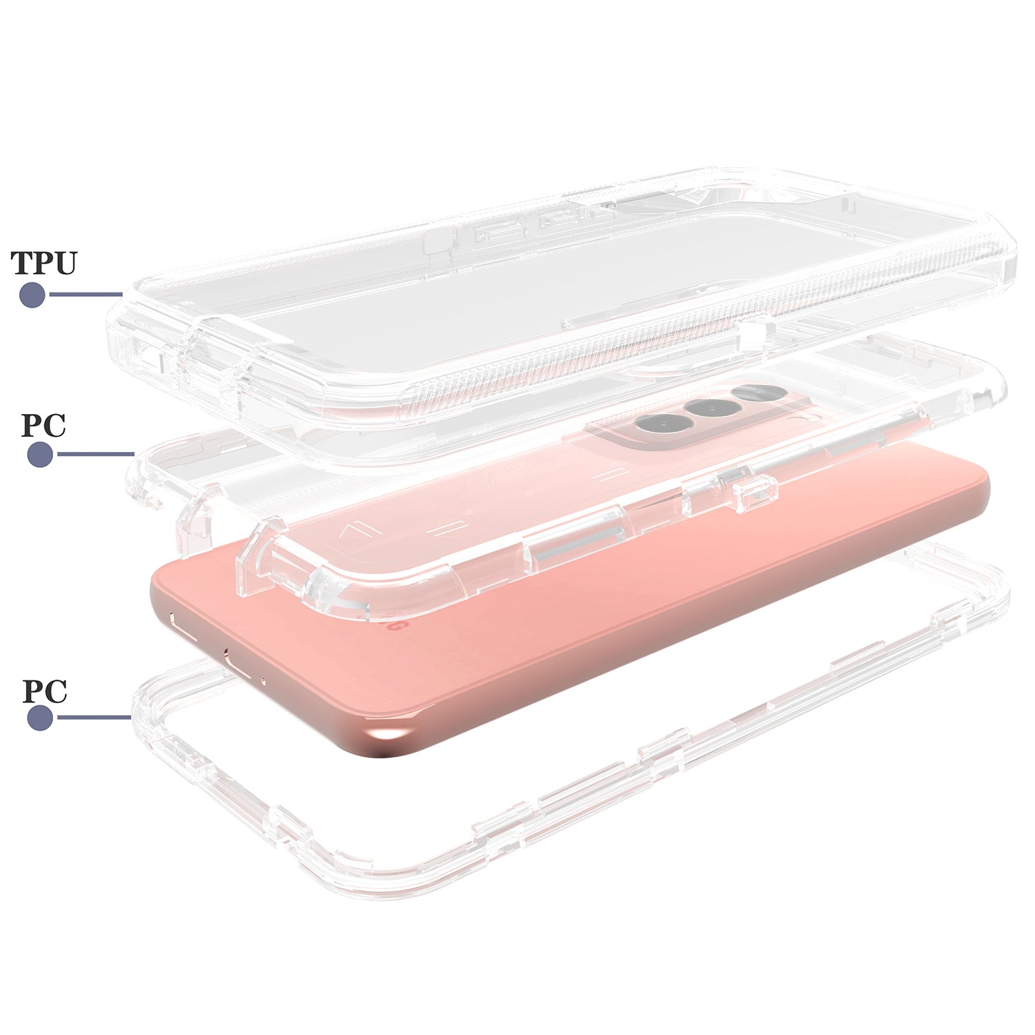 Transparent Full Protection Heavy Duty Case without Clip for Galaxy S22