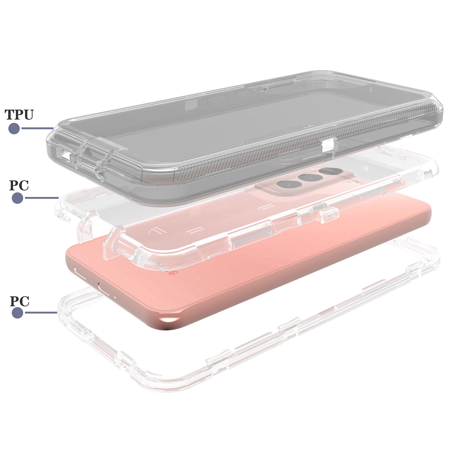 Transparent Full Protection Heavy Duty Case without Clip for Galaxy S22