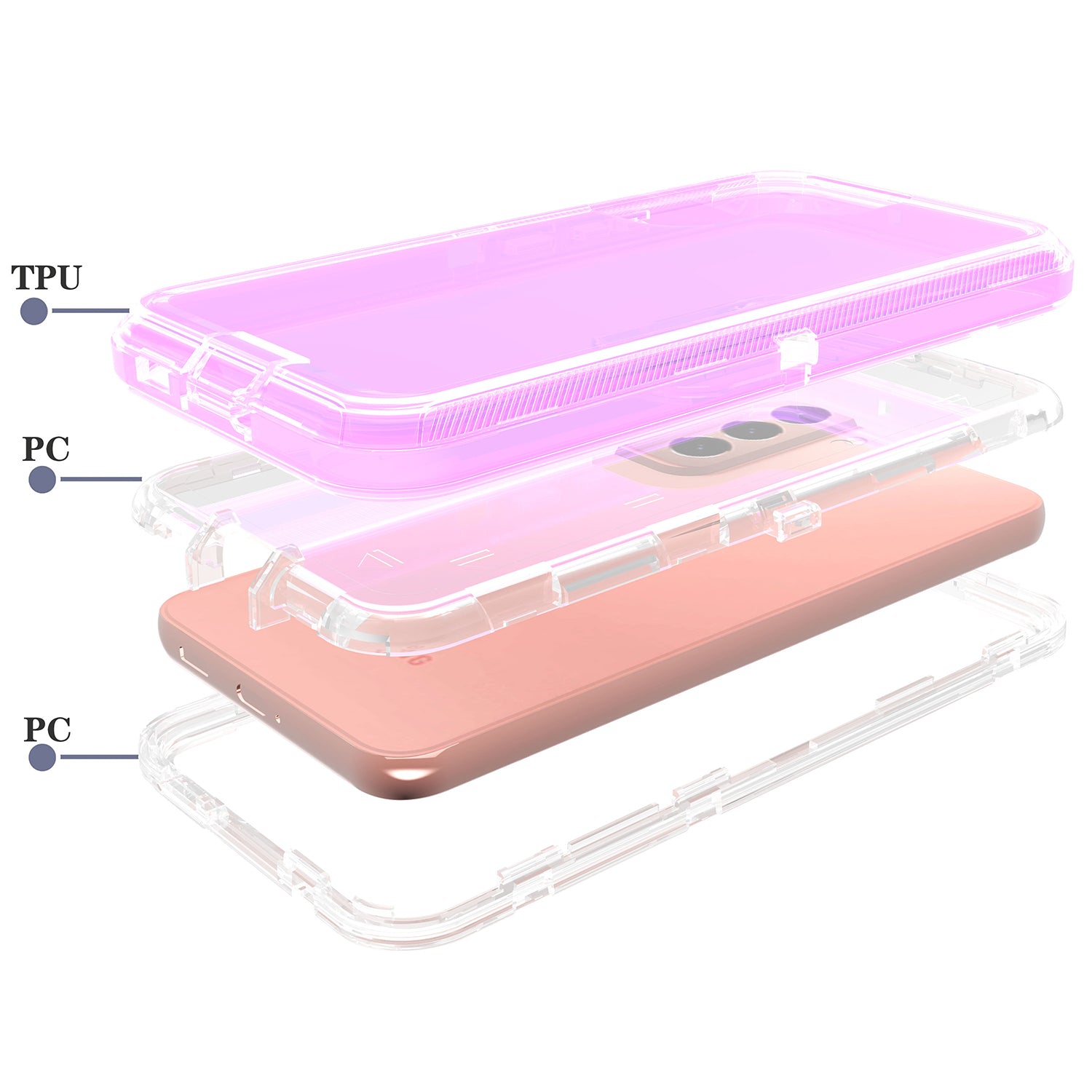 Transparent Full Protection Heavy Duty Case without Clip for Galaxy S22