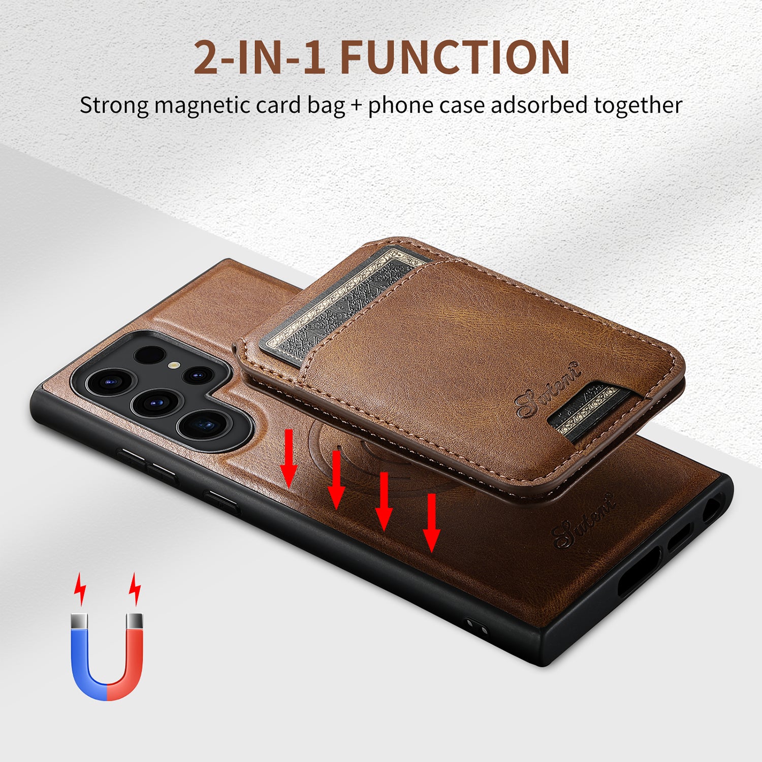 Samsung Galaxy S24 Ultra Magnetic PU Leather Wallet Card Slot Case Wireless Charging
