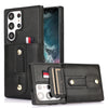 Samsung Galaxy S24 Ultra Shockproof，Anti-Fall Protective Case with Card Slots Ring Buckle Loop Strap Wallet Kickstand Cover