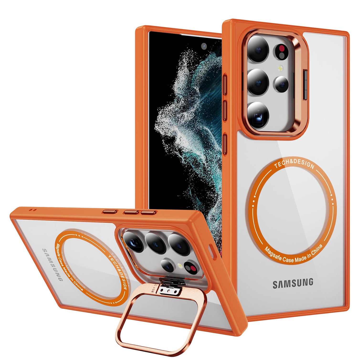 Samsung Galaxy S24 Ultra Rotating Metal Frame Magnetic Phone Case