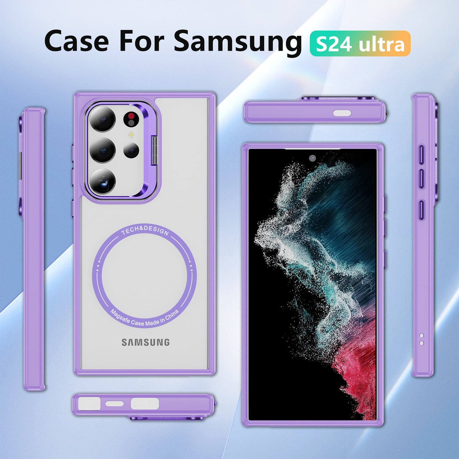 Samsung Galaxy S24 Ultra Rotating Metal Frame Magnetic Phone Case