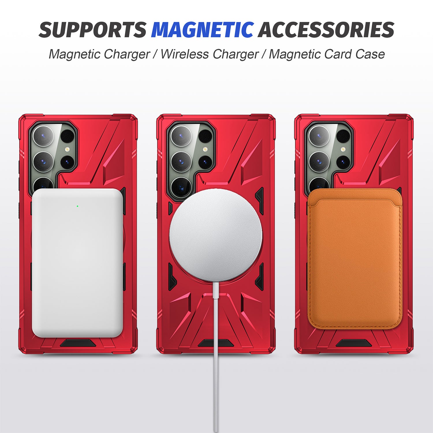 For Samsung Galaxy S24 Ultra S23 Plus Magnetic Shockproof Ring Case Stand  Cover