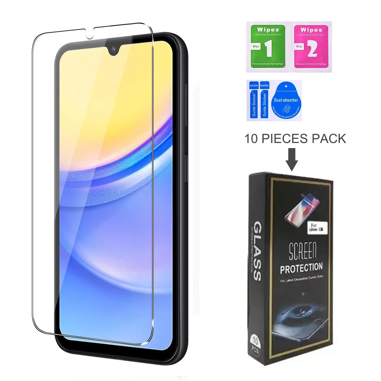 Samsung Galaxy A15 Clear 10 Pack Tempered Glass