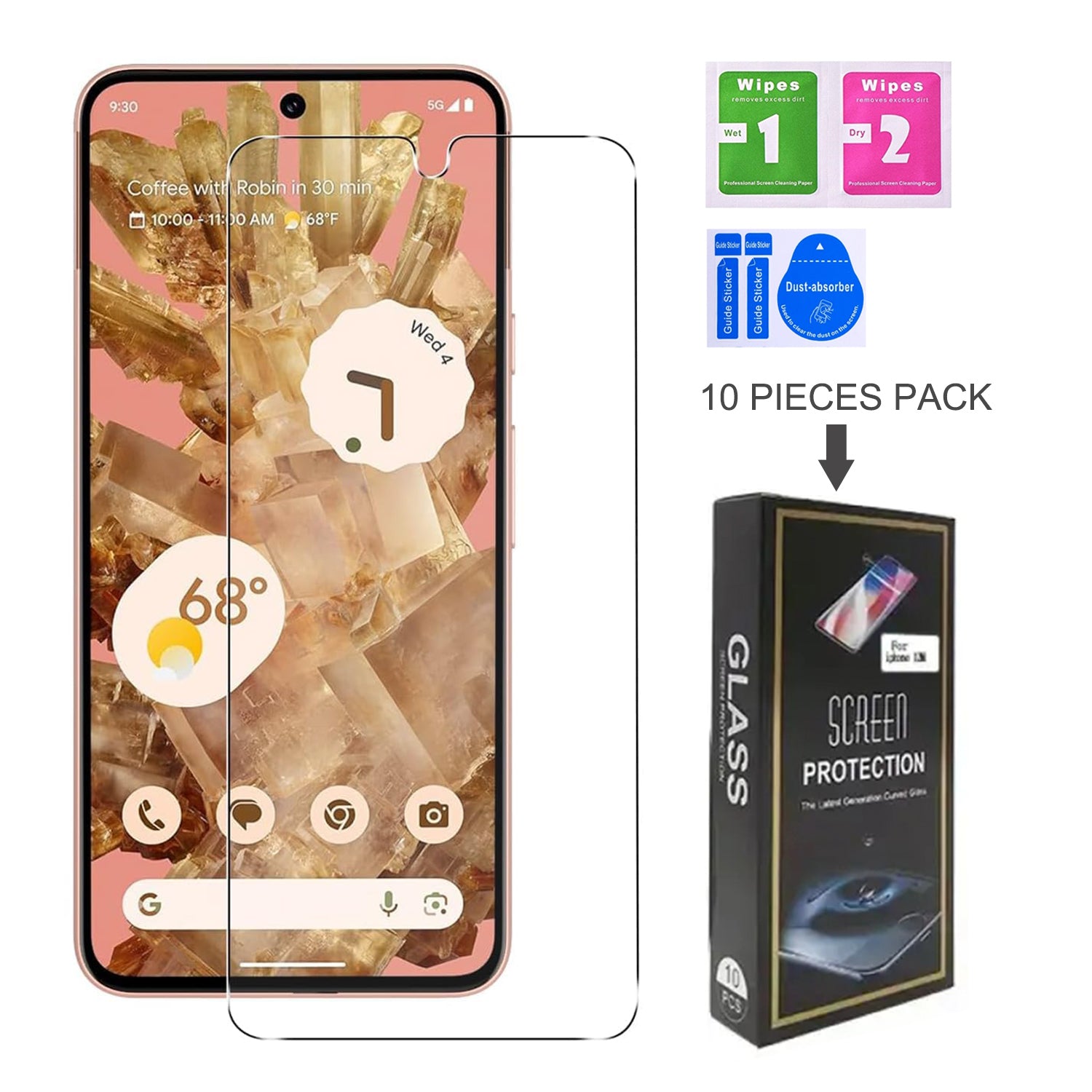 Google Pixel 8 Clear 10 Pack Tempered Glass