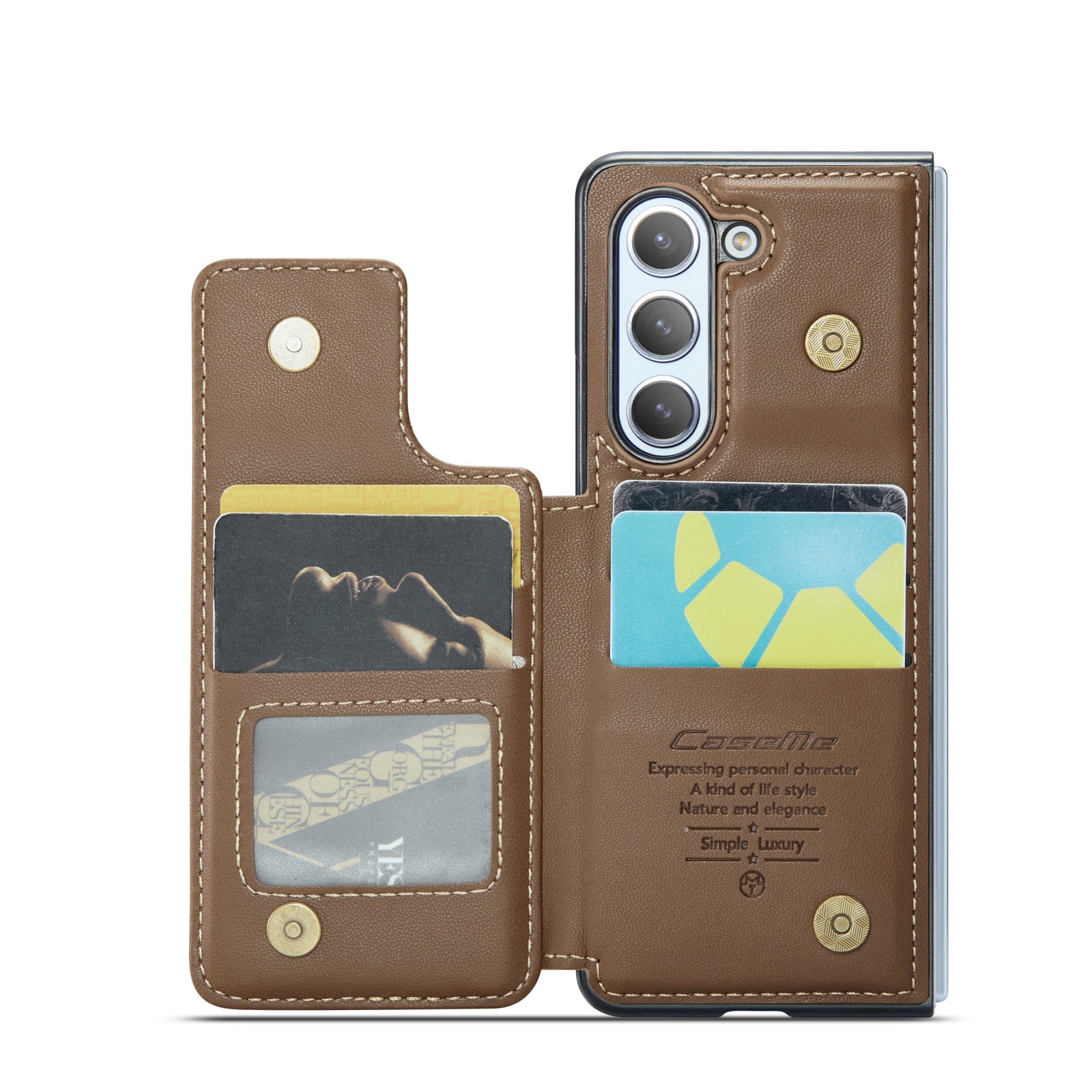 Samsung Galaxy Z Fold 5 Folding Multi-Functional Card Insert Leather Phone Case