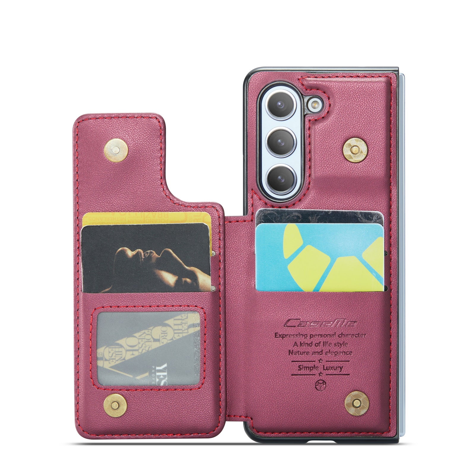 Samsung Galaxy Z Fold 5 Folding Multi-Functional Card Insert Leather Phone Case