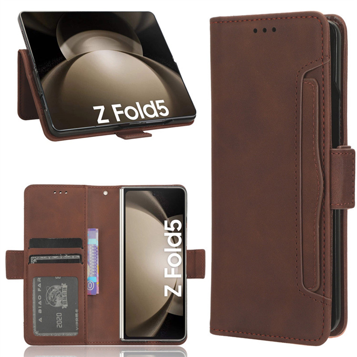 Samsung Galaxy Z Fold 5 Multi Slot Leather Cover Case