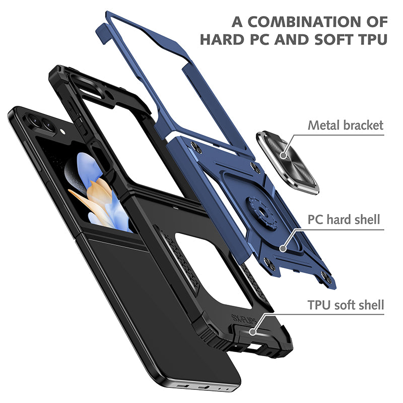 Samsung Galaxy Z Flip 5 Dual Colors Ring Magnetic GPS Car Mount Phone Holder Case