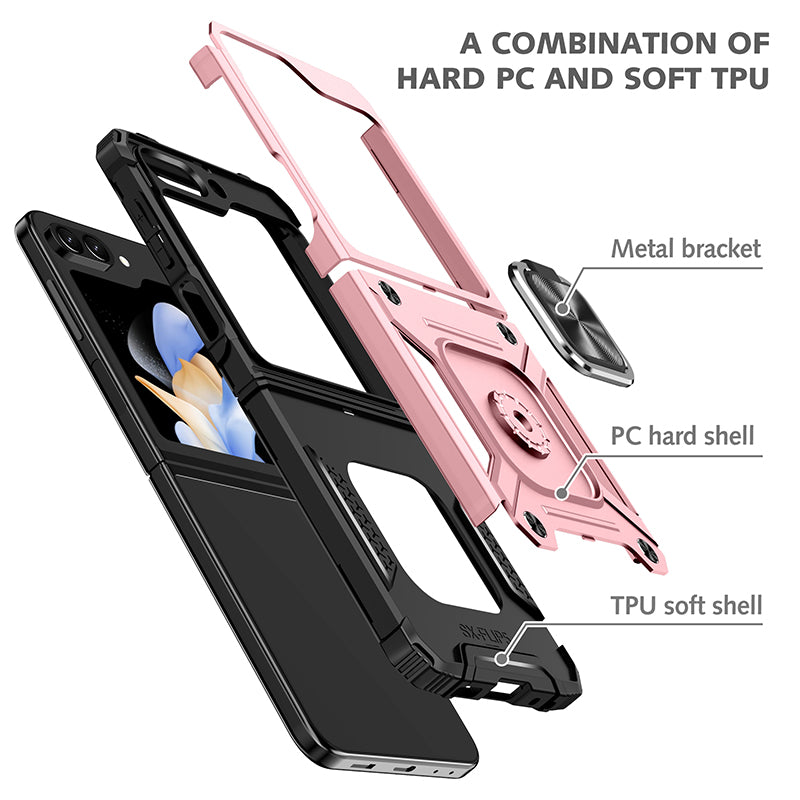 Samsung Galaxy Z Flip 5 Dual Colors Ring Magnetic GPS Car Mount Phone Holder Case