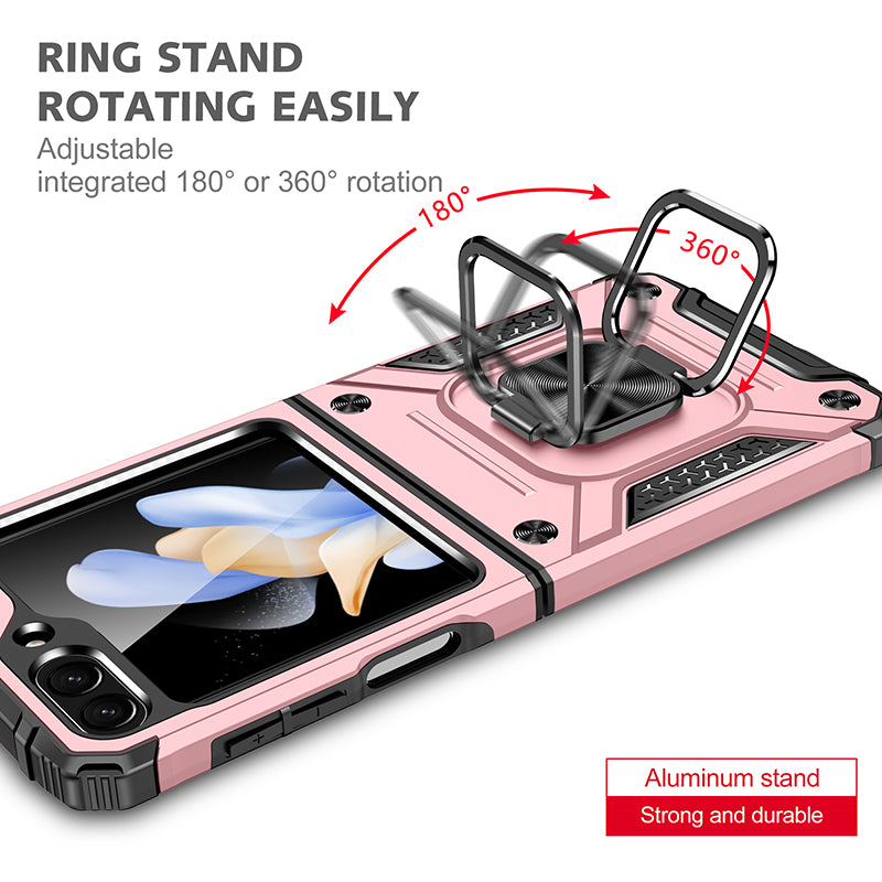 Samsung Galaxy Z Flip 5 Dual Colors Ring Magnetic GPS Car Mount Phone Holder Case