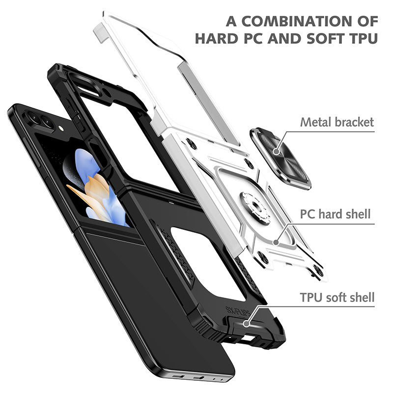 Samsung Galaxy Z Flip 5 Dual Colors Ring Magnetic GPS Car Mount Phone Holder Case