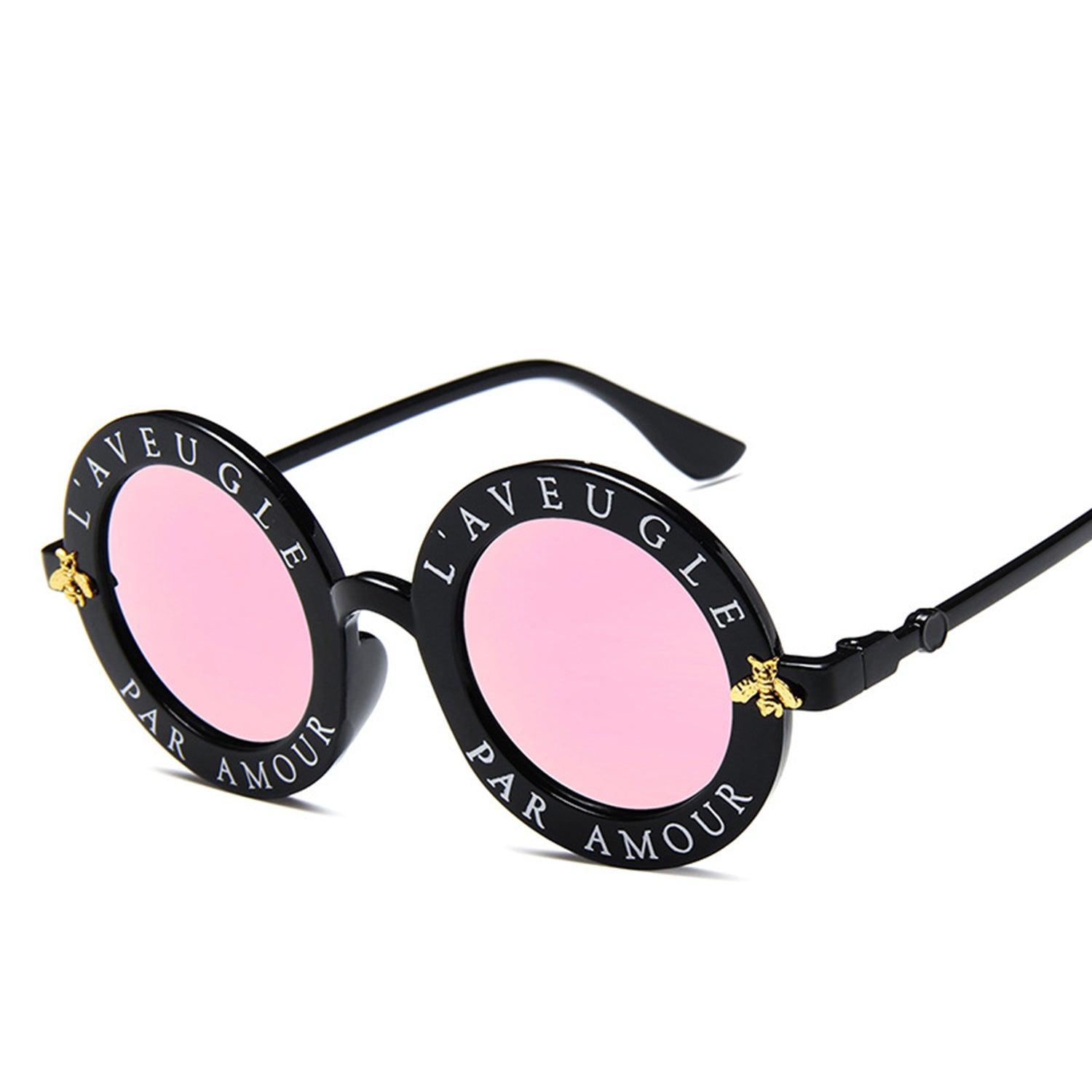 Cute Bee Style Vintage Letter Designer Eyewear Frame Round Sunglasses (15891*Ma)