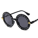 Cute Bee Style Vintage Letter Designer Eyewear Frame Round Sunglasses (15891*Ma)