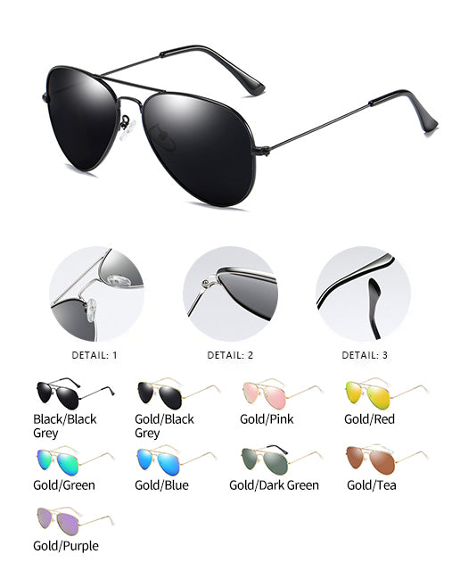 Polarized Fashion Sunglasses with Double Bar Flat Stainless Metal Frame(3025*Jie)