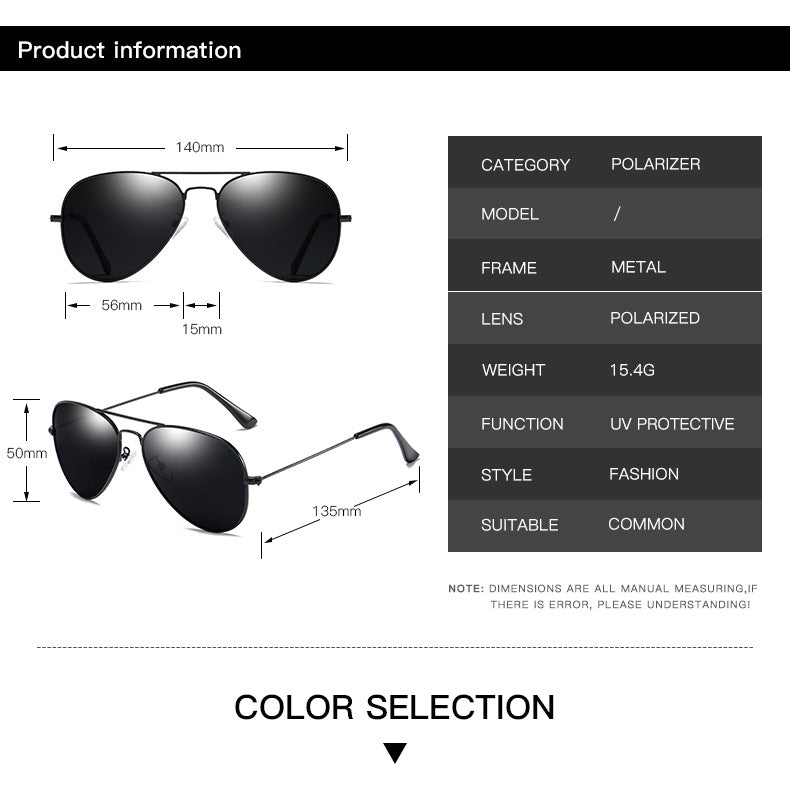 Polarized Fashion Sunglasses with Double Bar Flat Stainless Metal Frame(3025*Jie)