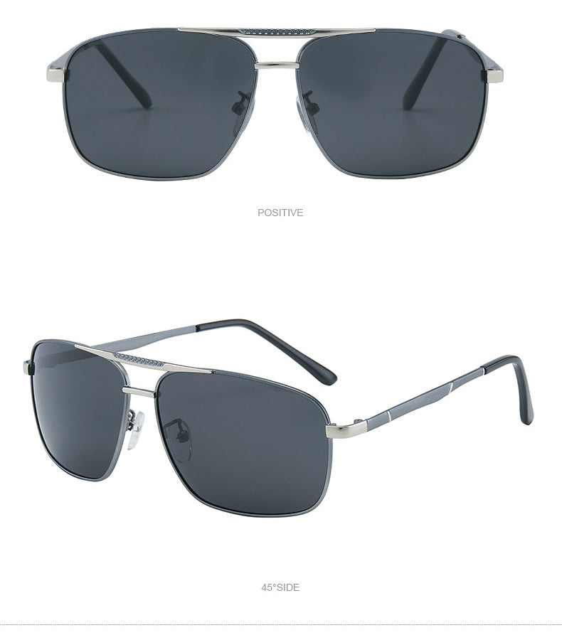 Polarized Sunglasses with Double Bar Flat Stainless Metal Frame(8810*Rong)