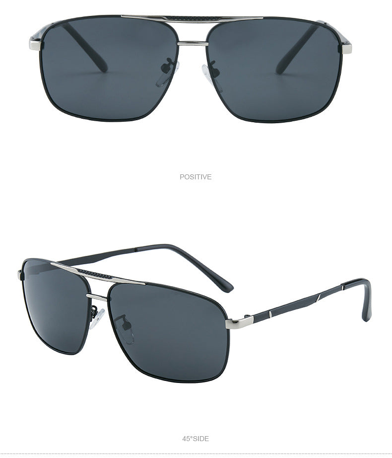 Polarized Sunglasses with Double Bar Flat Stainless Metal Frame(8810*Rong)