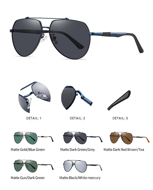 Polarized Sunglasses with Double Bar Flat Stainless Metal Frame( 6322*Wan)