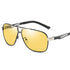 Polarized Sunglasses Men's Sunglasses Driving Mirror Color Changing Glasses Night Vision Goggles，metal frame(Fu/8521)