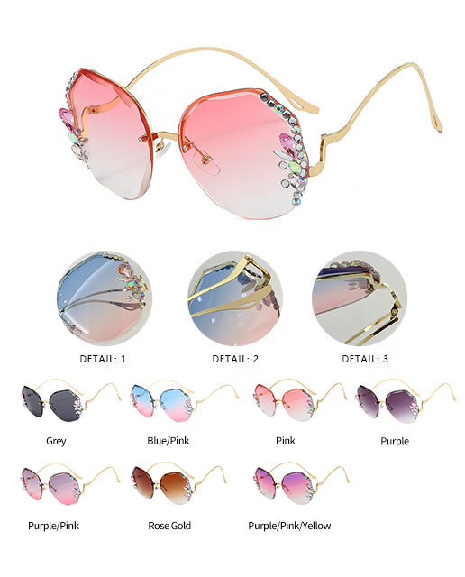 Diamond rimless cut edge Sunglasses(90125*Xi)