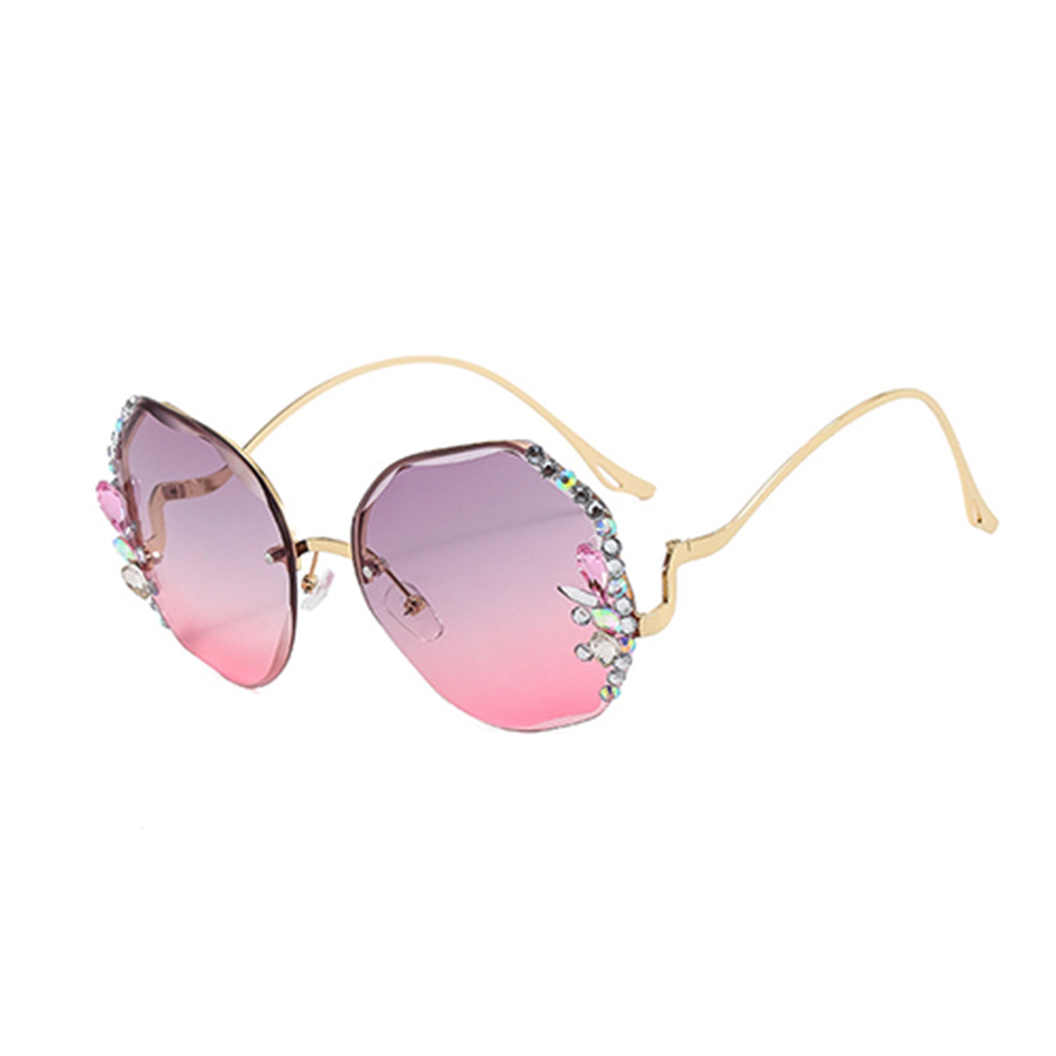 Diamond rimless cut edge Sunglasses(90125*Xi)