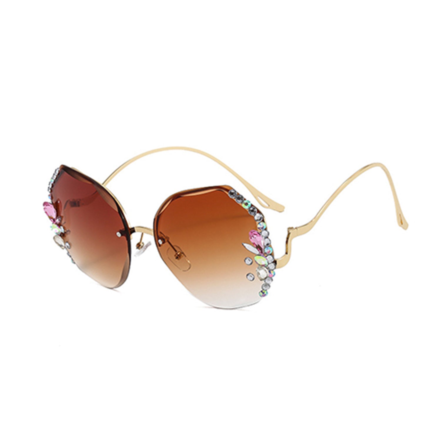 Diamond rimless cut edge Sunglasses(90125*Xi)