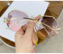 Diamond rimless cut edge Sunglasses(90125*Xi)