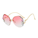 Diamond rimless cut edge Sunglasses(90125*Xi)