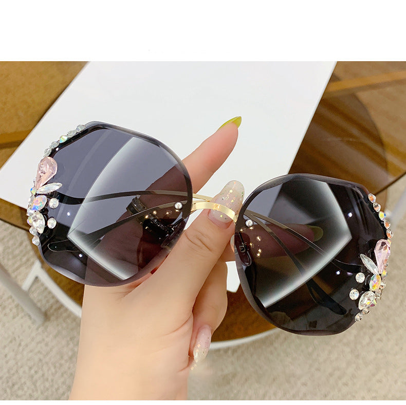 Diamond rimless cut edge Sunglasses(90125*Xi)