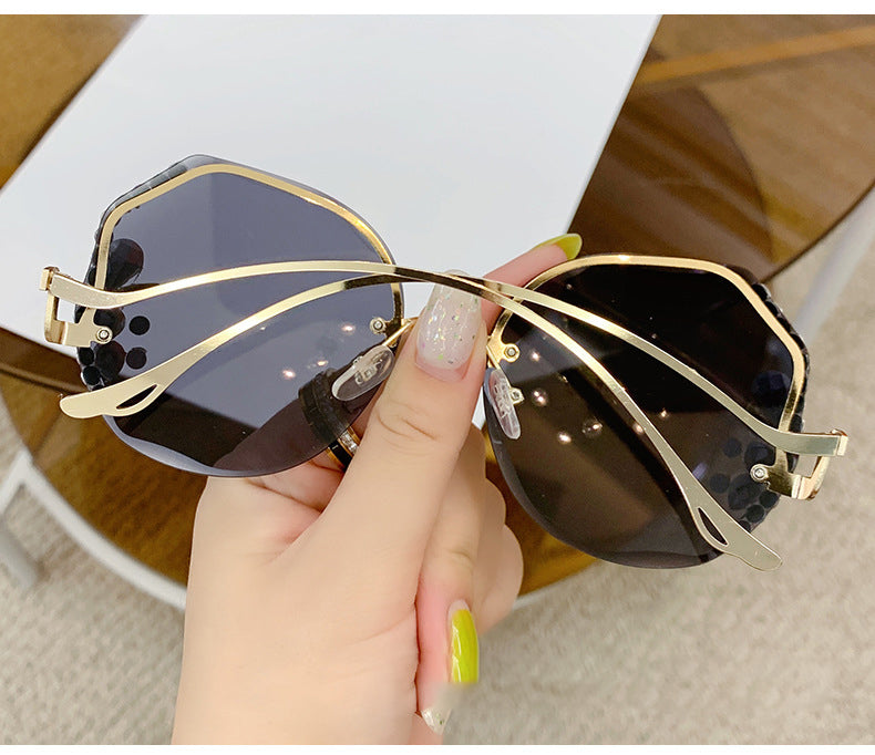 Diamond rimless cut edge Sunglasses(90125*Xi)