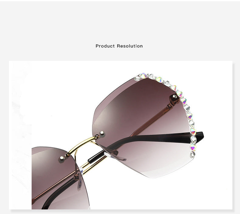 Diamond rimless crystal with cut edges for UV protection Sunglasses(9032*Xi)