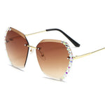 Diamond rimless crystal with cut edges for UV protection Sunglasses(9032*Xi)