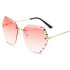 Diamond rimless crystal with cut edges for UV protection Sunglasses(9032*Xi)