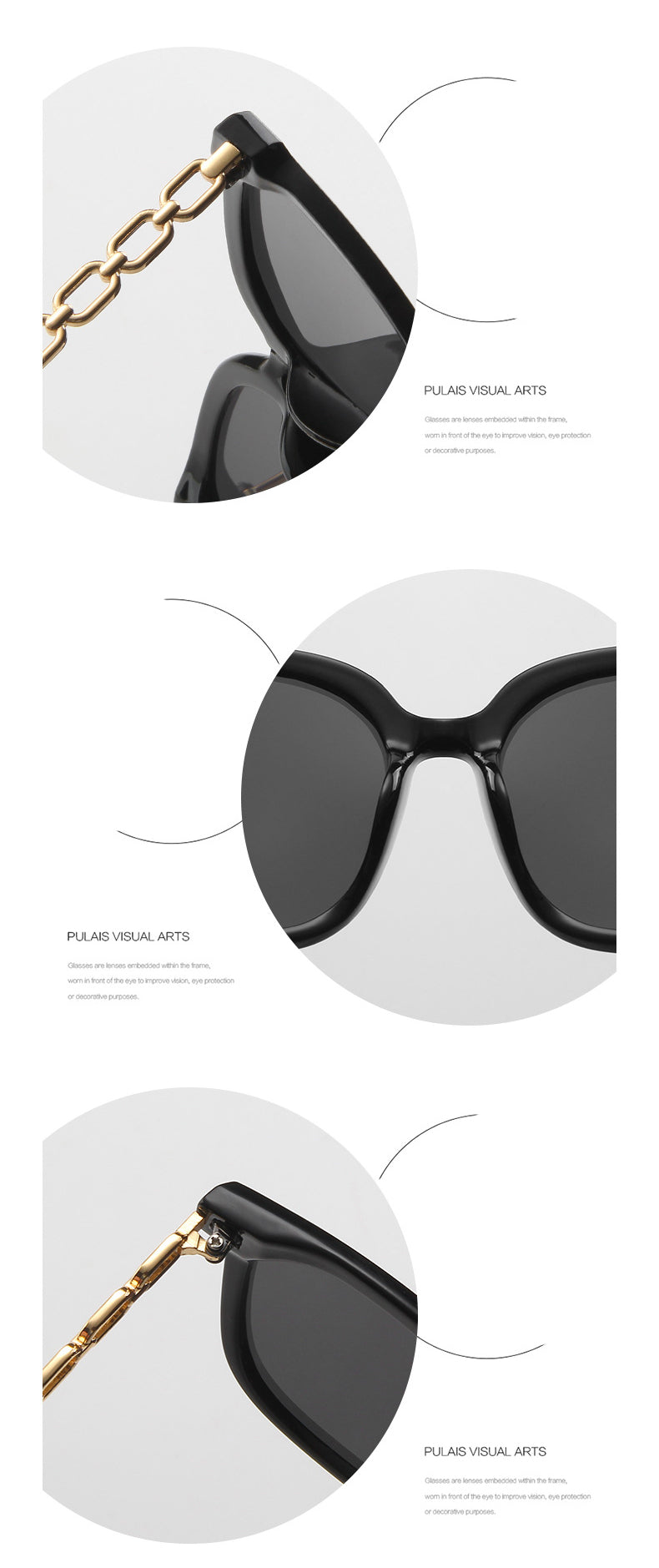 Square large frame chain leg star Sunglasses(2302*Gu)