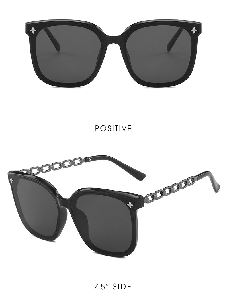 Square large frame chain leg star Sunglasses(2302*Gu)