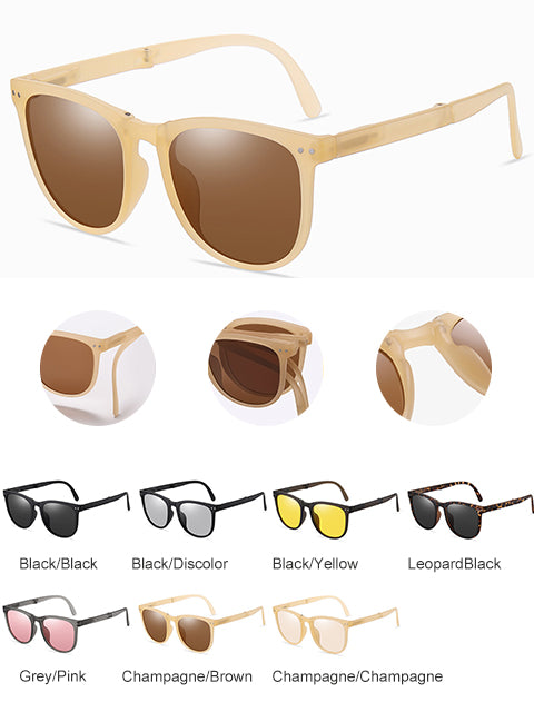 Polarized Foldable Sunglasses For Men And Women Retro Square Frame (Fu/3035）