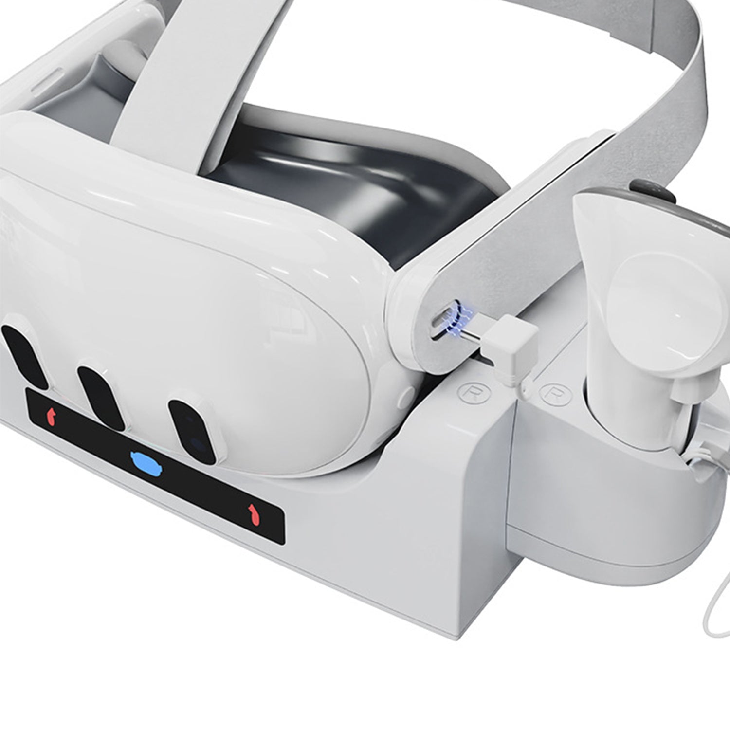 Wall/desktop Charging Base Accessory for Meta Quest 3 VR Glasses and Controller-White