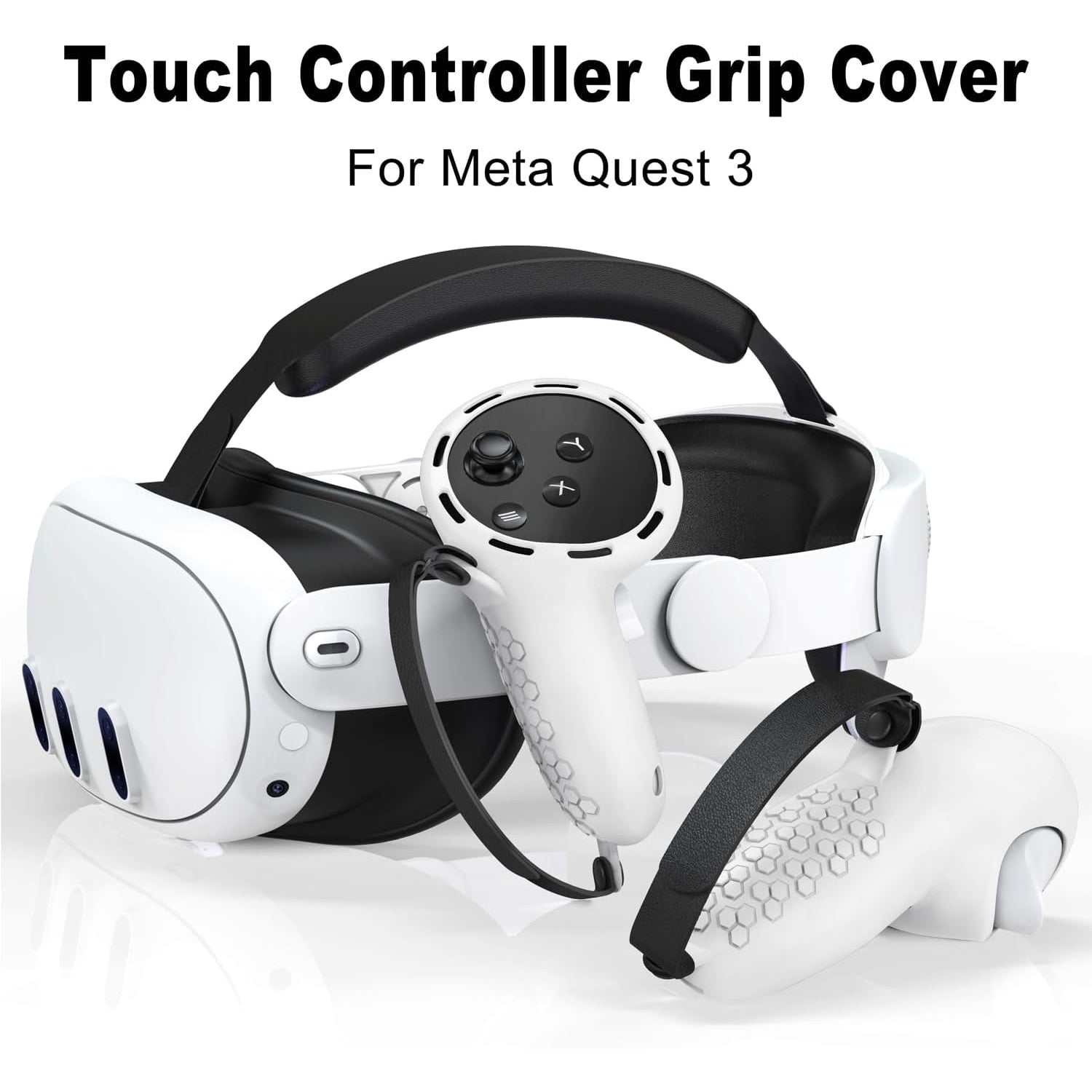 Meta Quest 3 Accessories, Silicone Controller Grip Case, Soft Case with Host Cover and Mask and Lens Cap Five Piece Set Case