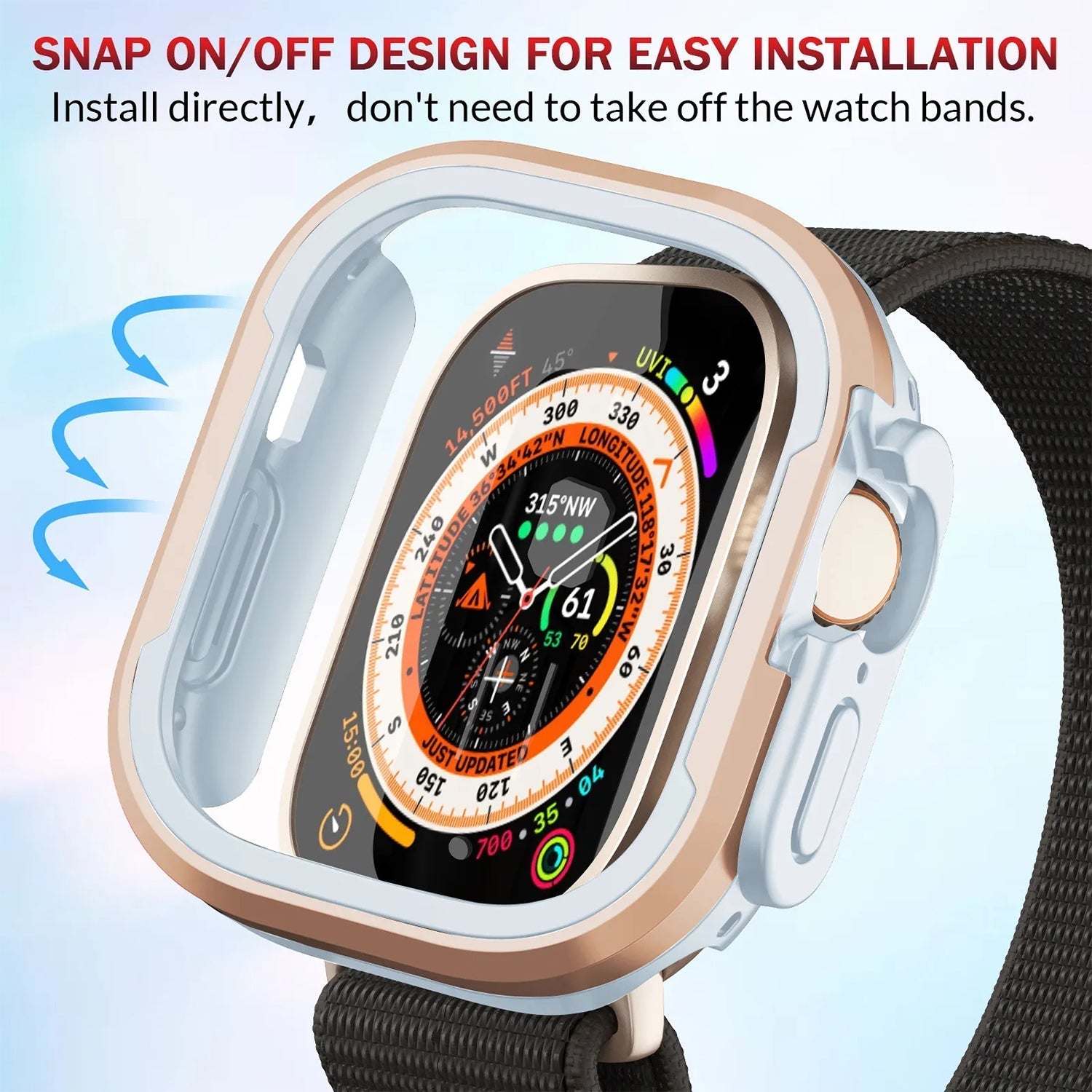 45mm Metal Anti Fall Watch Case For Apple Watch Series 7/8/9