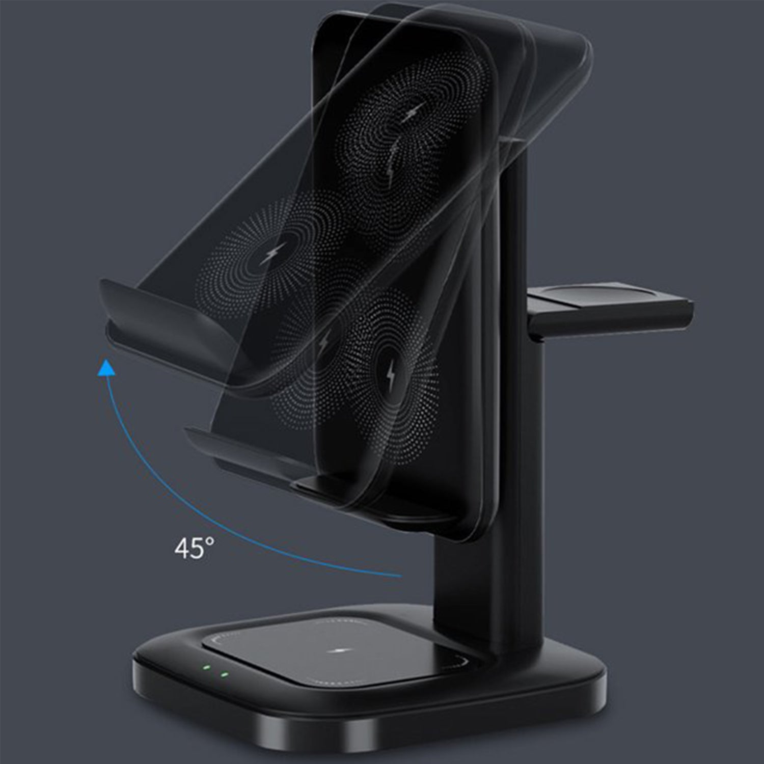 3in1 Charging Station for Smart Phone.Wireless Charging Station for Multiple Devices,Phone and Watch,Earphone Charger Dock with Stand-Black