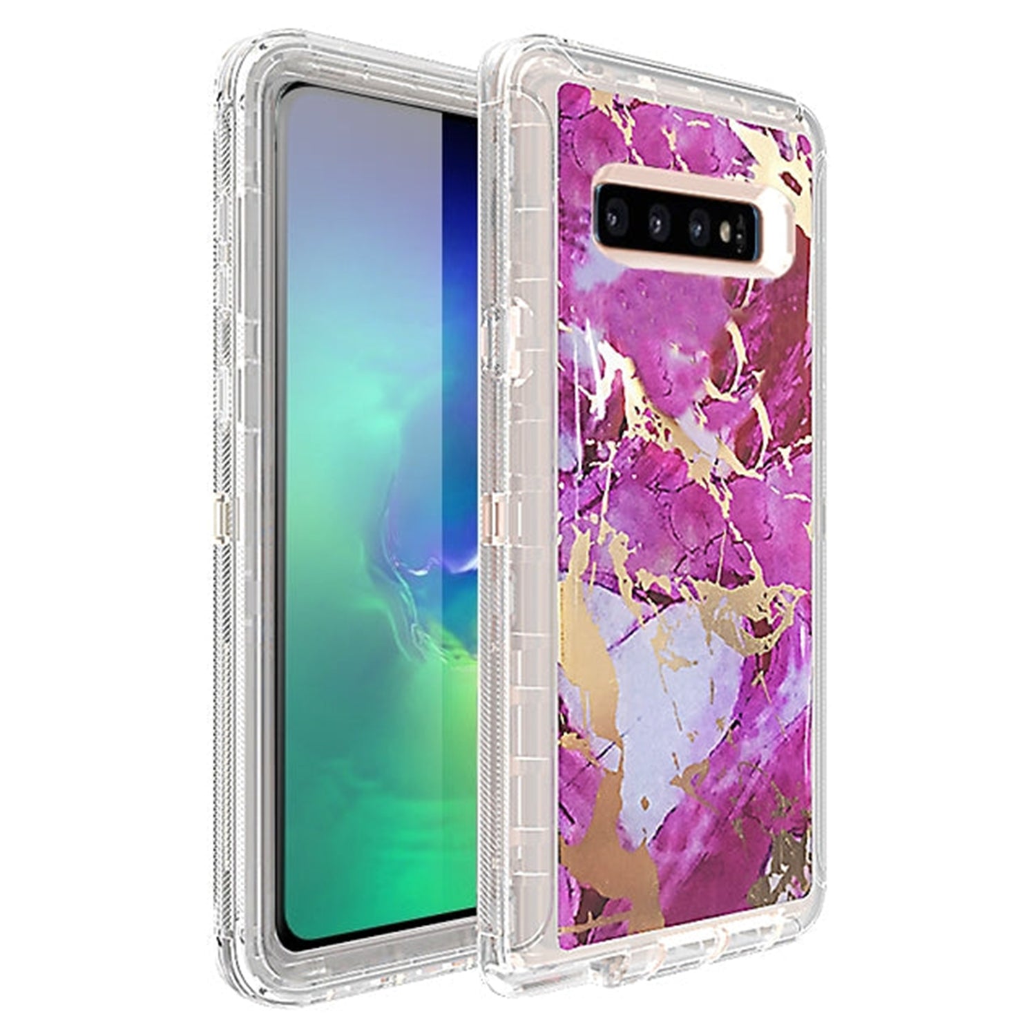 Samsung S10 Anti-Shock Durable Protective TPU Heavy Duty Marble Phone Clear Case