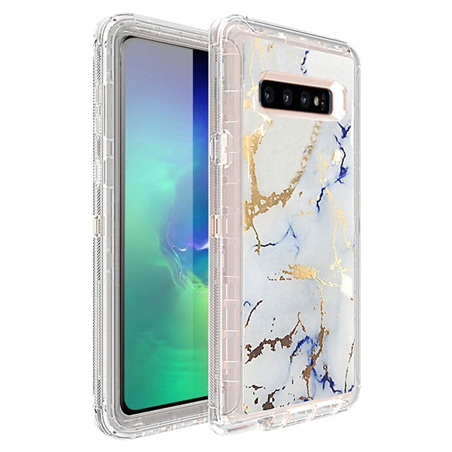 Samsung S10 Anti-Shock Durable Protective TPU Heavy Duty Marble Phone Clear Case