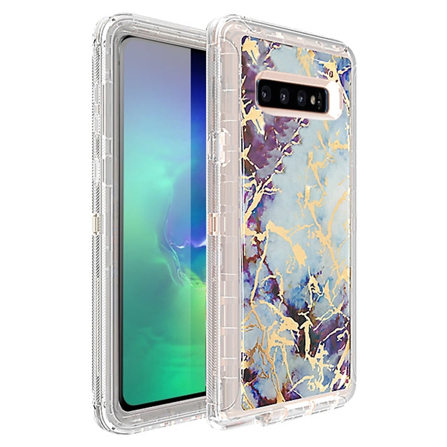 Samsung S10 Anti-Shock Durable Protective TPU Heavy Duty Marble Phone Clear Case