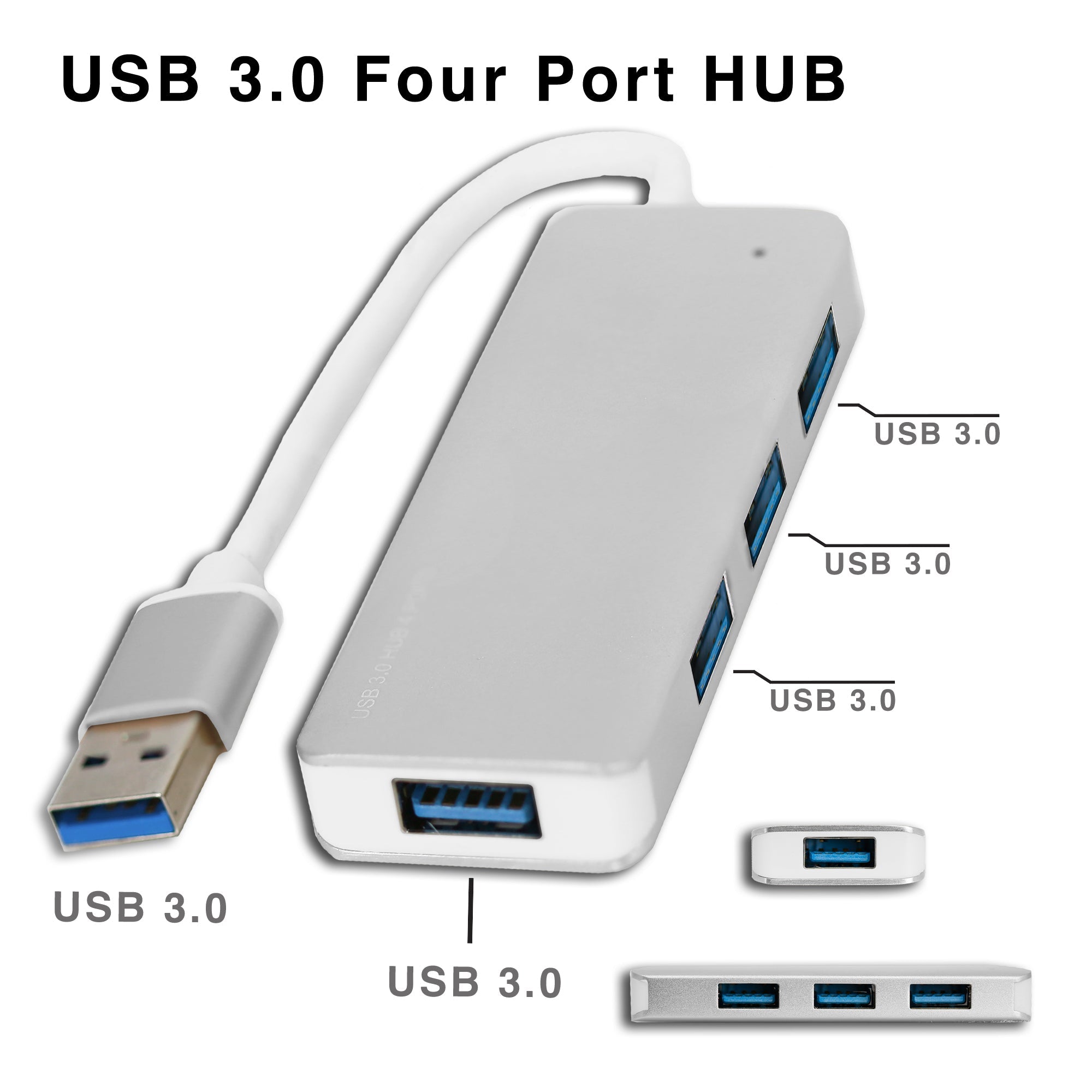 4in1 USB 3.0 Four Port HUB Adapter for Mac & Windows