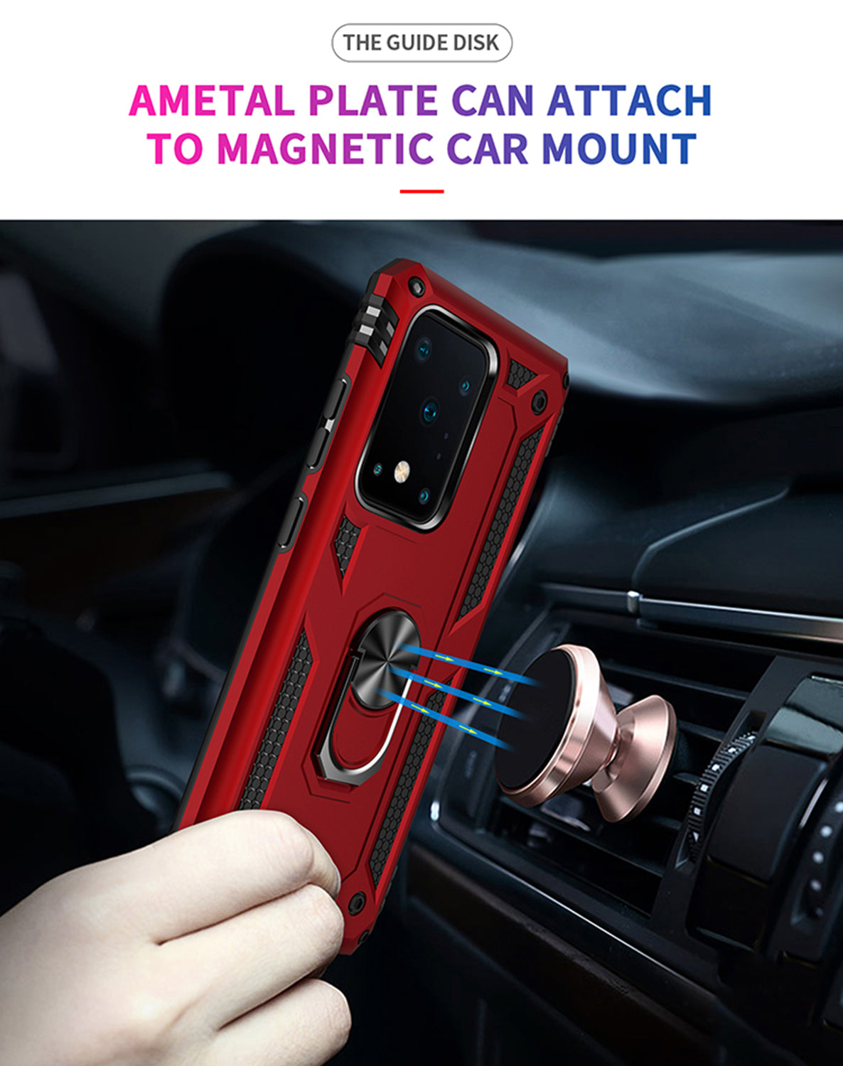 Samsung Galaxy S20 Ultra Dual Colors Ring Magnetic GPS car mount Phone Holder case