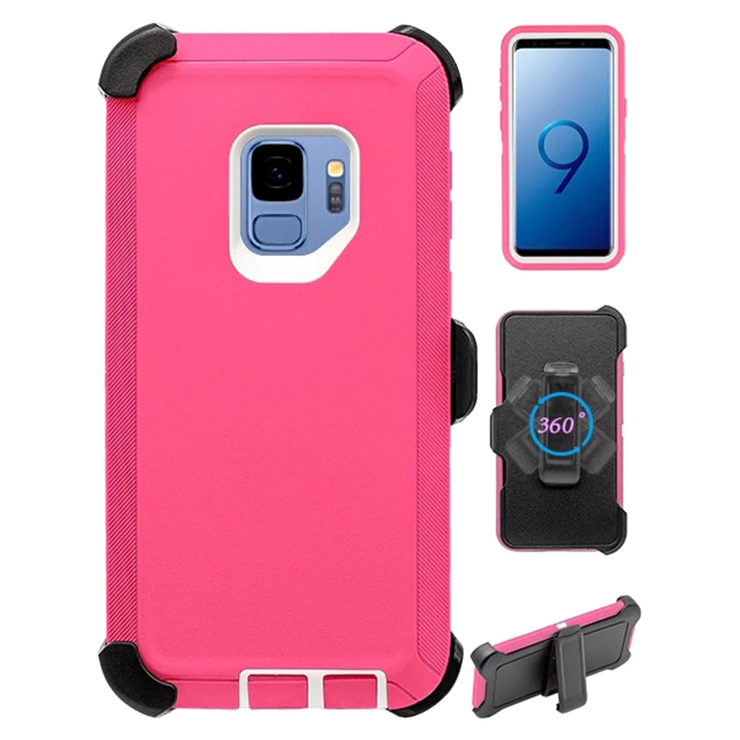 Heavy Duty Shock Reduction Case with Belt Clip (No Screen) for Galaxy S9