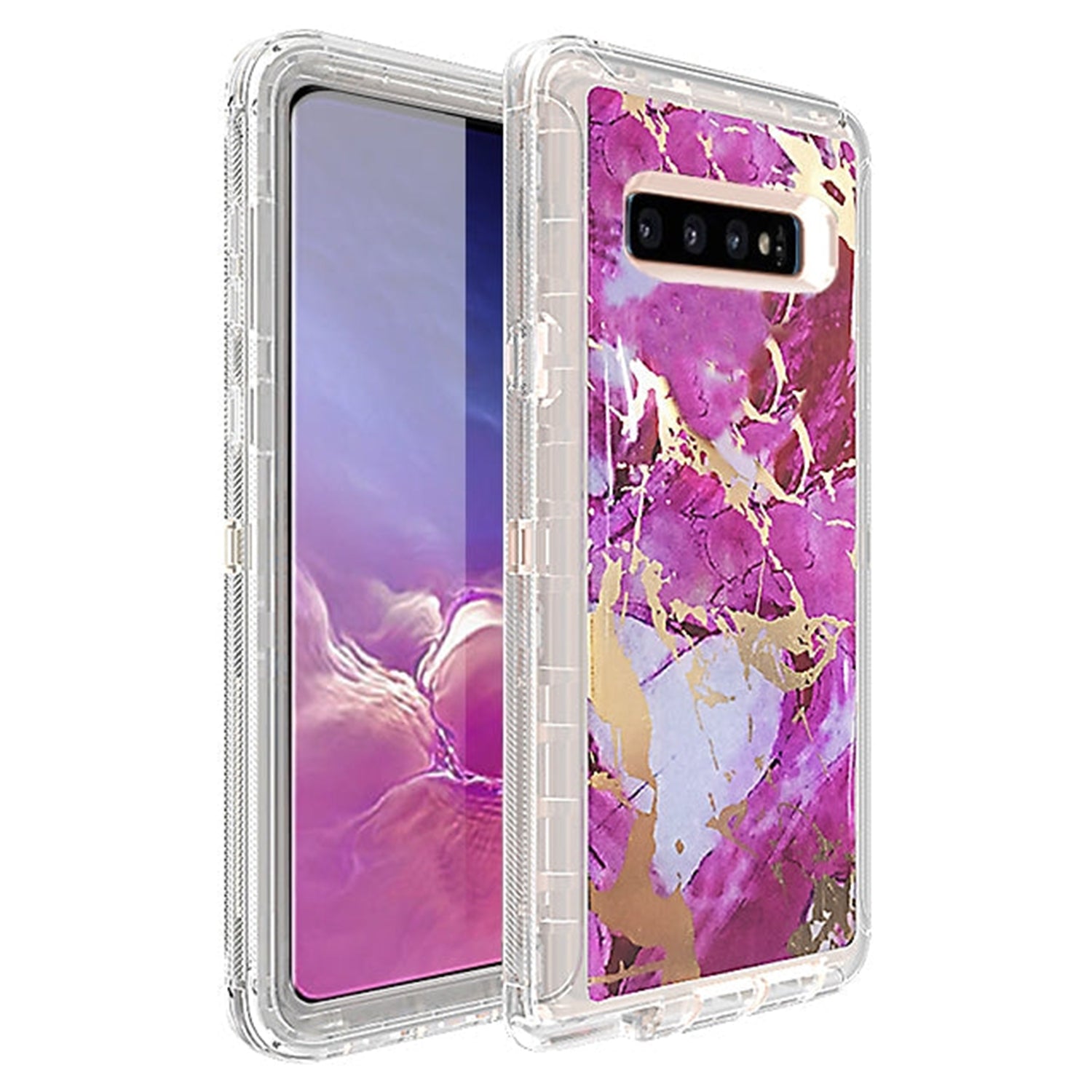 Samsung S10 Plus Anti-Shock Durable Protective TPU Heavy Duty Marble Clear Case